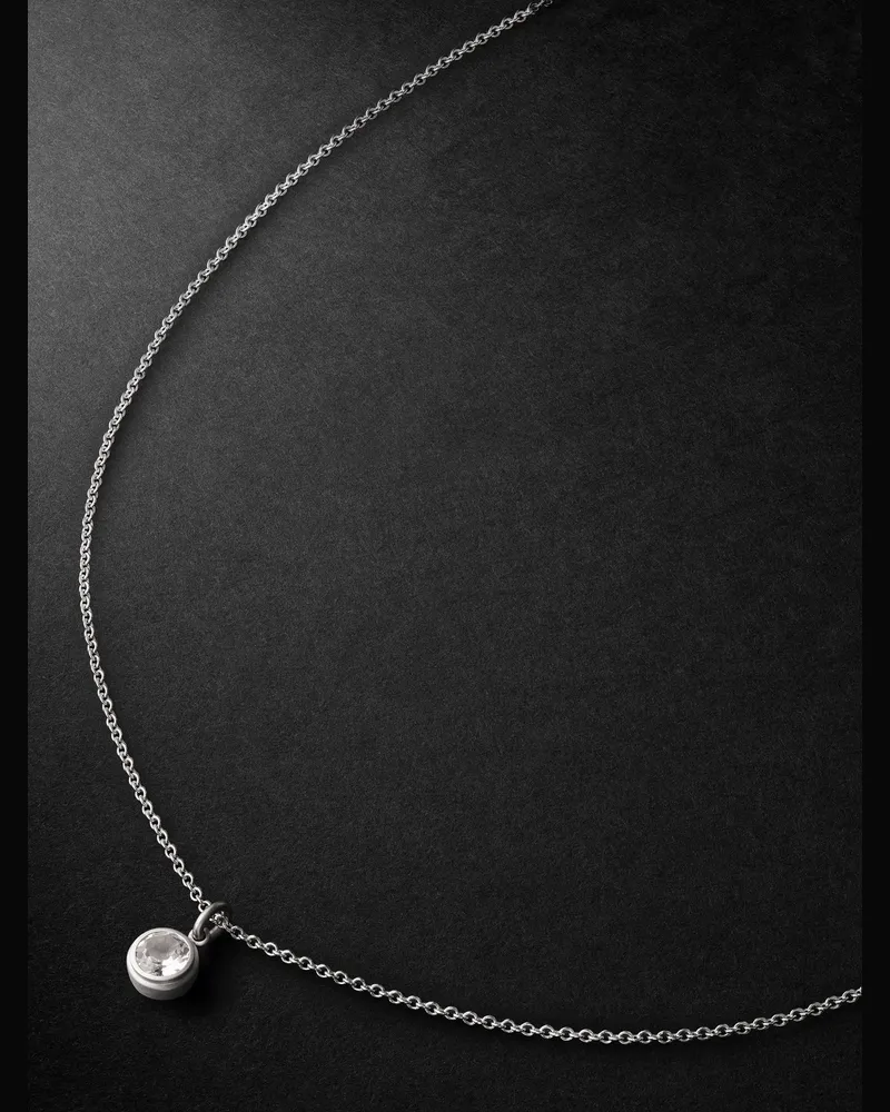 42 Suns Medium 14-Karat White Gold Topaz Pendant Necklace Silver
