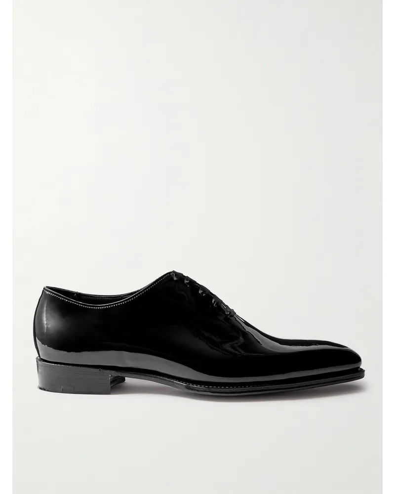 George Cleverley Merlin Whole-Cut Oxford-Schuhe aus Lackleder Schwarz