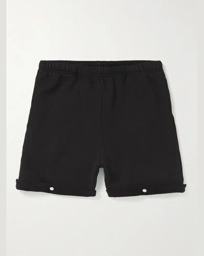 LES TIEN Heavyweight Straight-Leg Structured-Fleece Cotton-Jersey Shorts Black