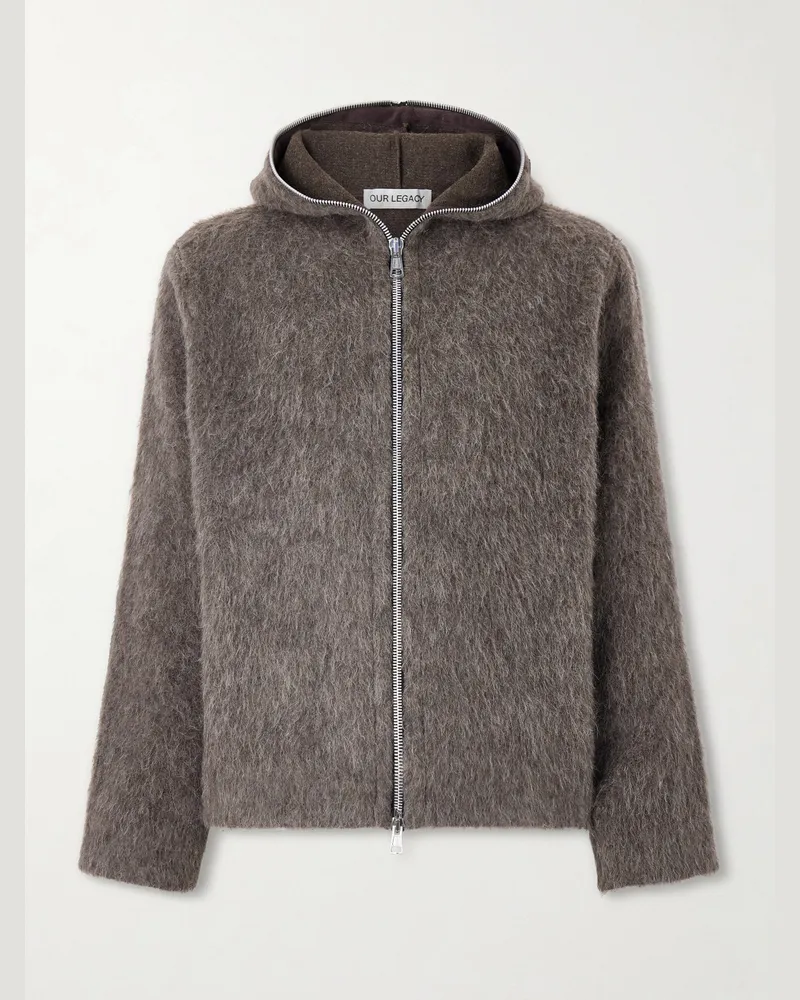 Our Legacy Brushed-Knit Zip-Up Hoodie Brown