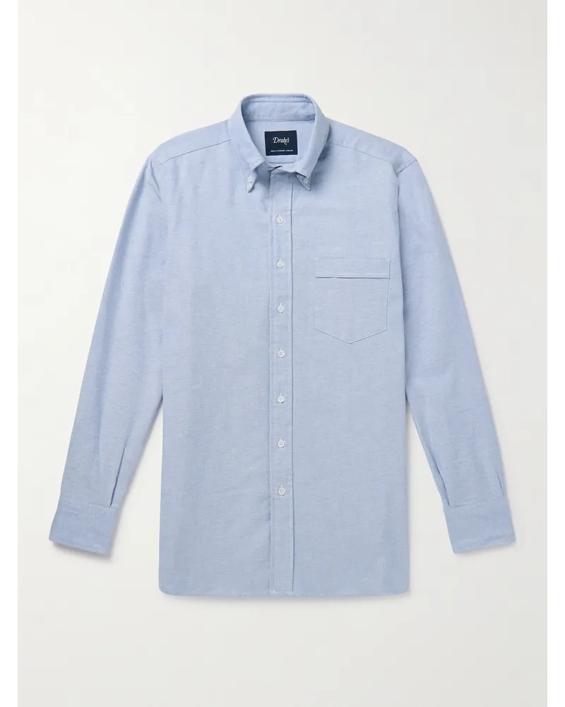 Drake's Schmal geschnittenes Hemd aus Baumwoll-Oxford mit Button-Down-Kragen Blau