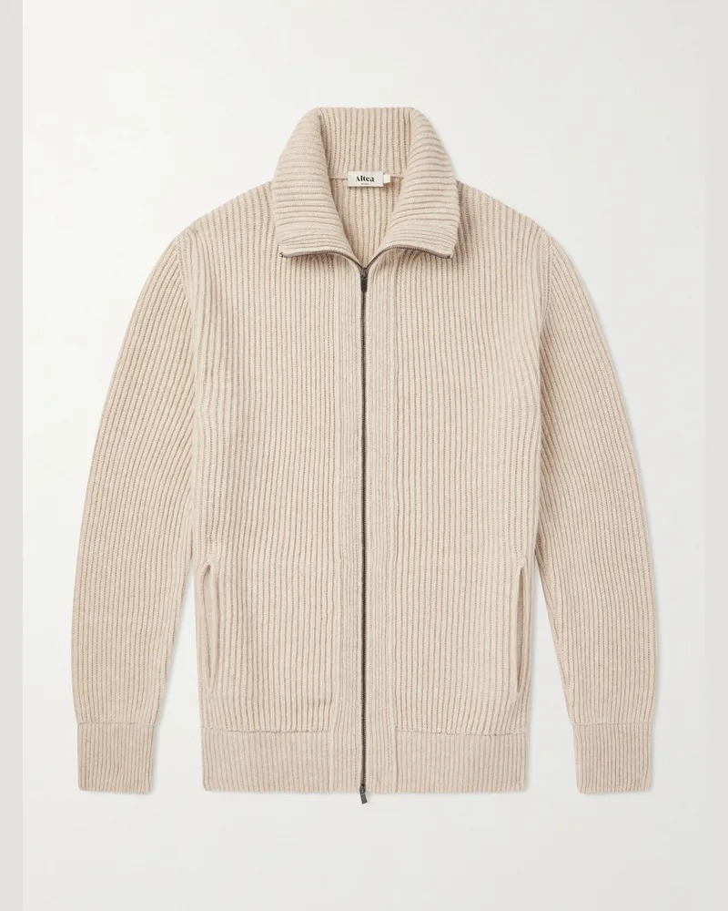 Altea Ribbed Virgin Wool Cardigan Neutrals
