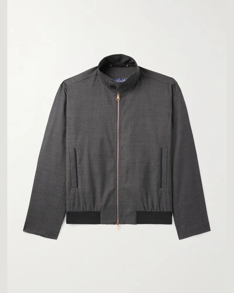 Paul Smith Checked Wool Bomber Jacket Gray