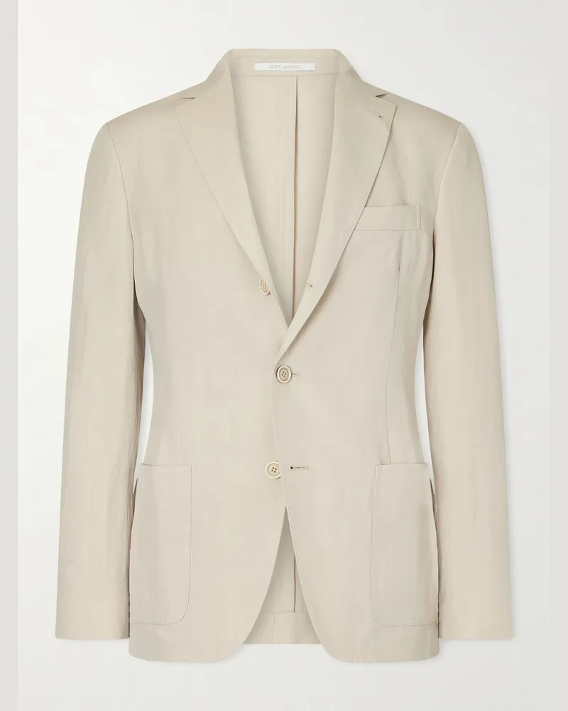 Eleventy Lyocell and Linen-Blend Suit Jacket Neutrals