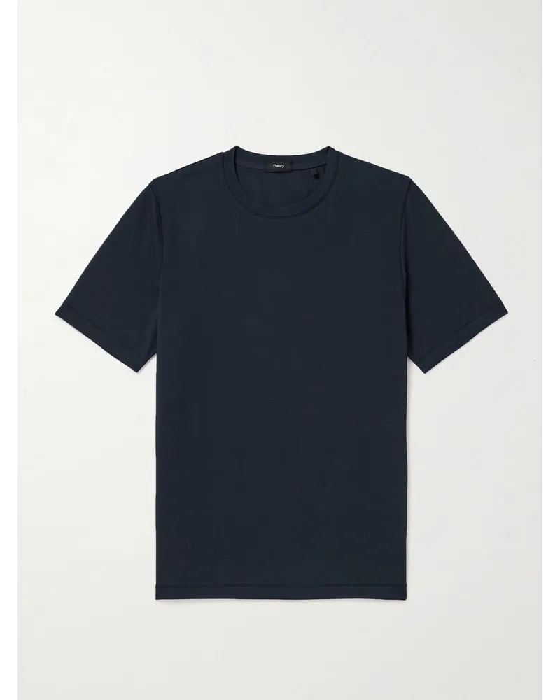 Theory Ryder T-Shirt aus Stretch-Jersey Blau