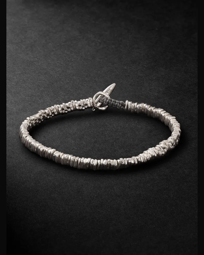 MAOR Meander Cord and Sterling Silver Beaded Bracelet Silver