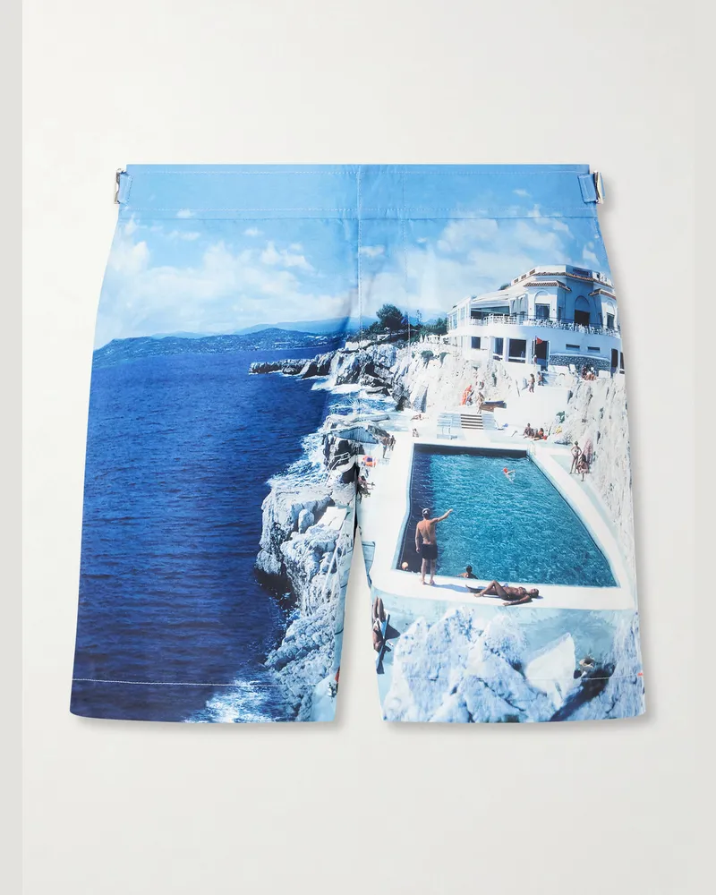 Orlebar Brown Bulldog Mid-Length Printed Swim Shorts Blue