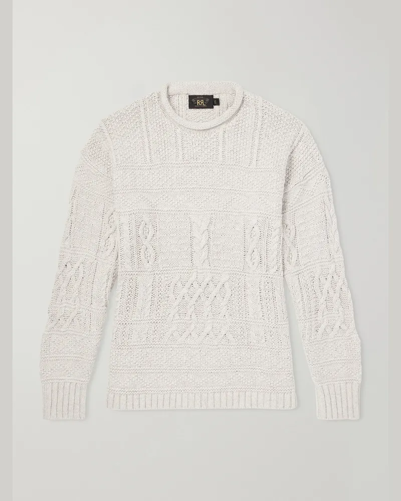 RRL Cable-Knit Cotton, Linen and Silk-Blend Sweater Neutrals