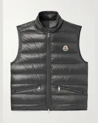 Moncler Gui schmal geschnittene Daunenweste aus gestepptem Shell mit Logoapplikation Grau