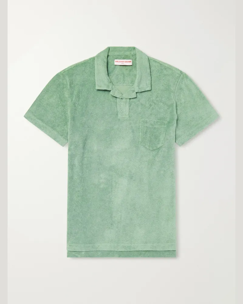 Orlebar Brown Terry Cotton-Terry Polo Shirt Green