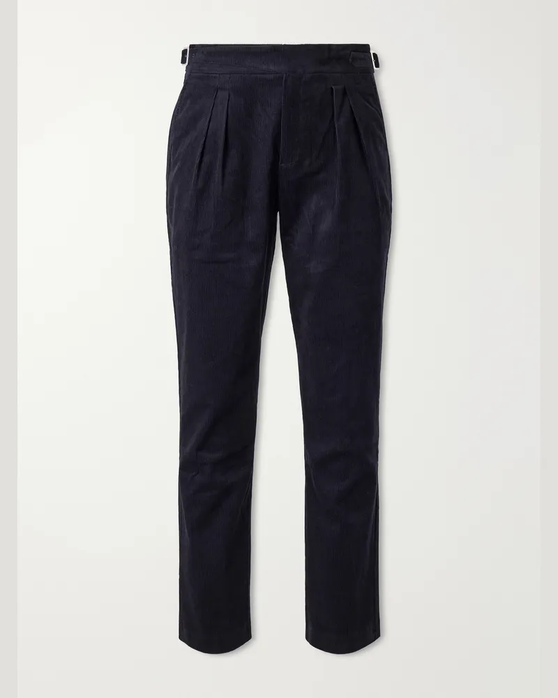 MR P. Tapered-Leg Cotton-Corduroy Trousers Blue