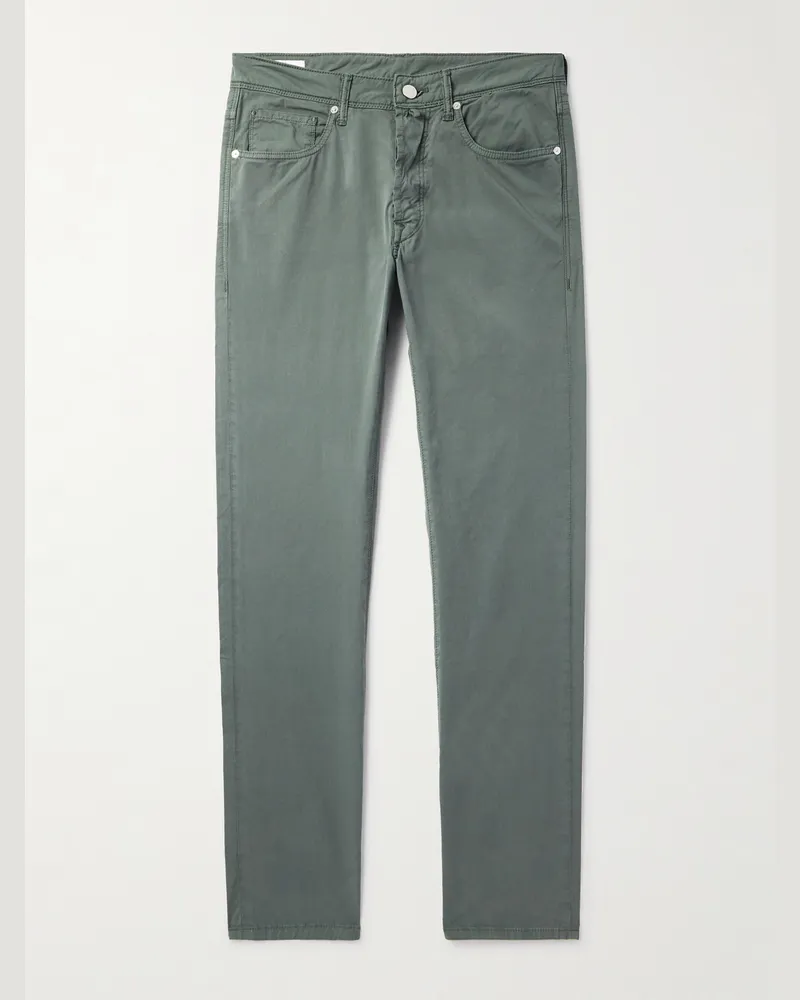 Incotex Blue Division schmal geschnittene Hose aus Stretch-Baumwoll-Twill Grün