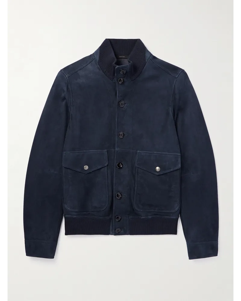 Tom Ford Blouson aus Veloursleder Blau