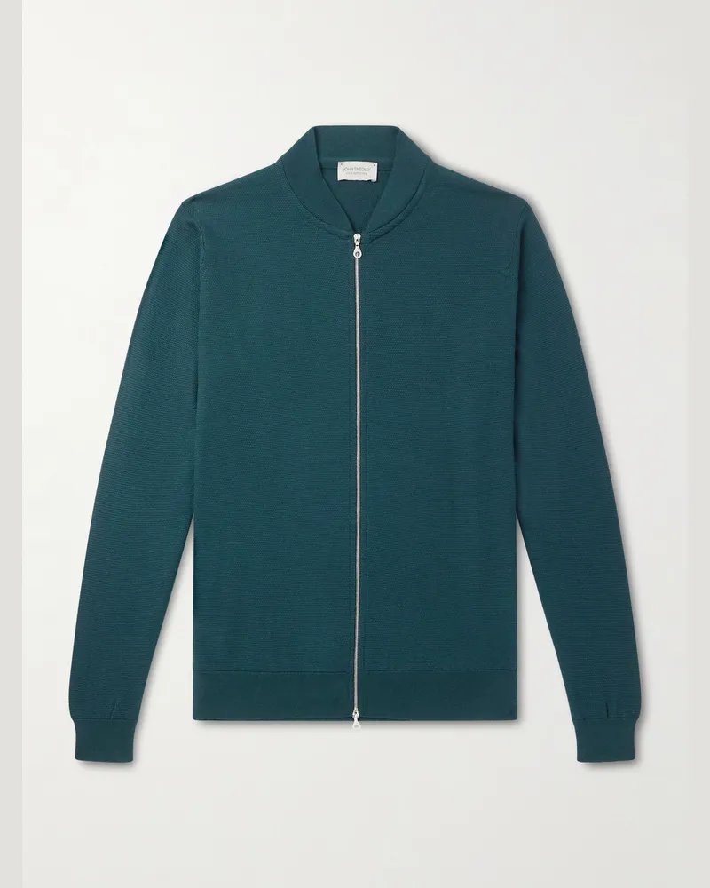 John Smedley 16.Singular Merino Wool Zip-Up Cardigan Green