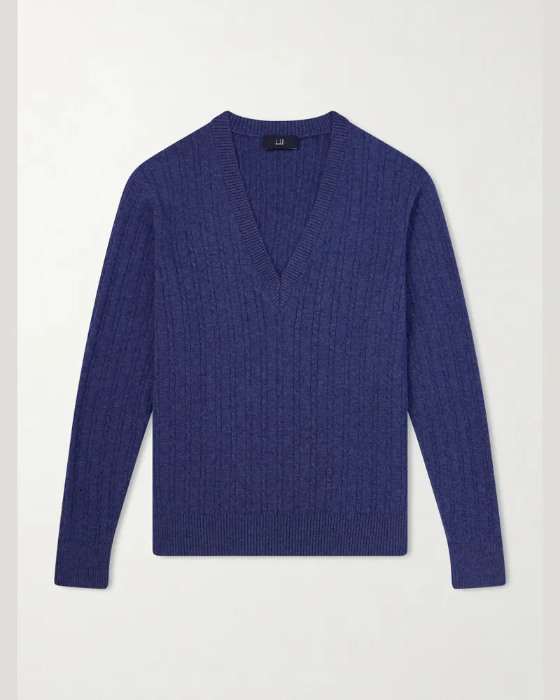 Dunhill Ribbed Cashmere Sweater Blue