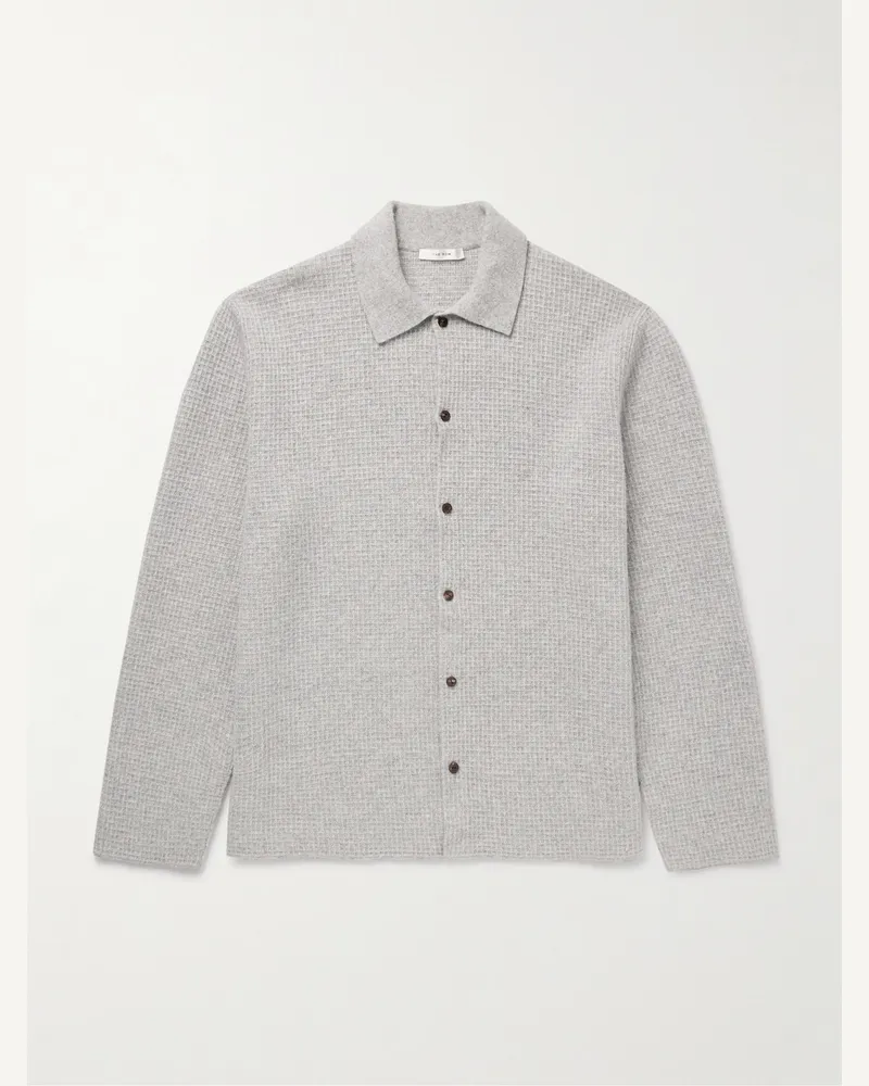 The Row Barkley Hemdjacke aus einer Woll-Kaschmirmischung in Waffelstrick Grau