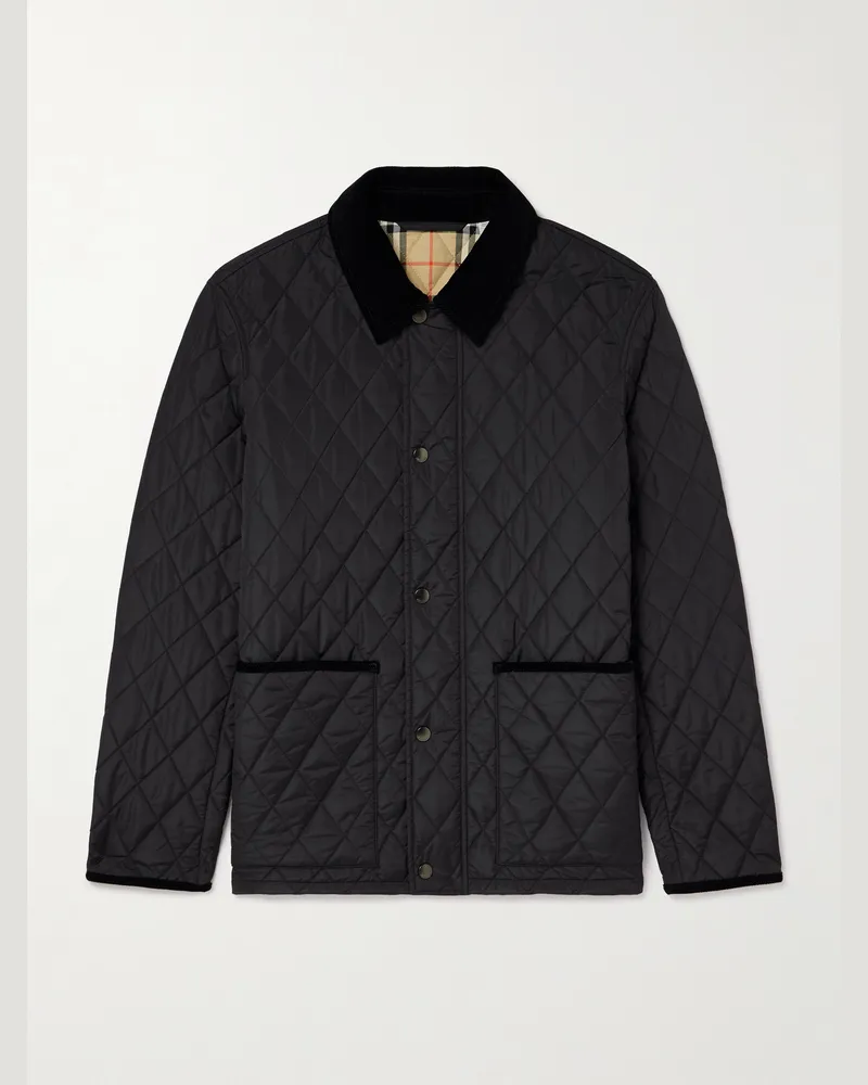 Burberry Barn-Jacke aus gestepptem Nylon mit Cordbesatz Schwarz
