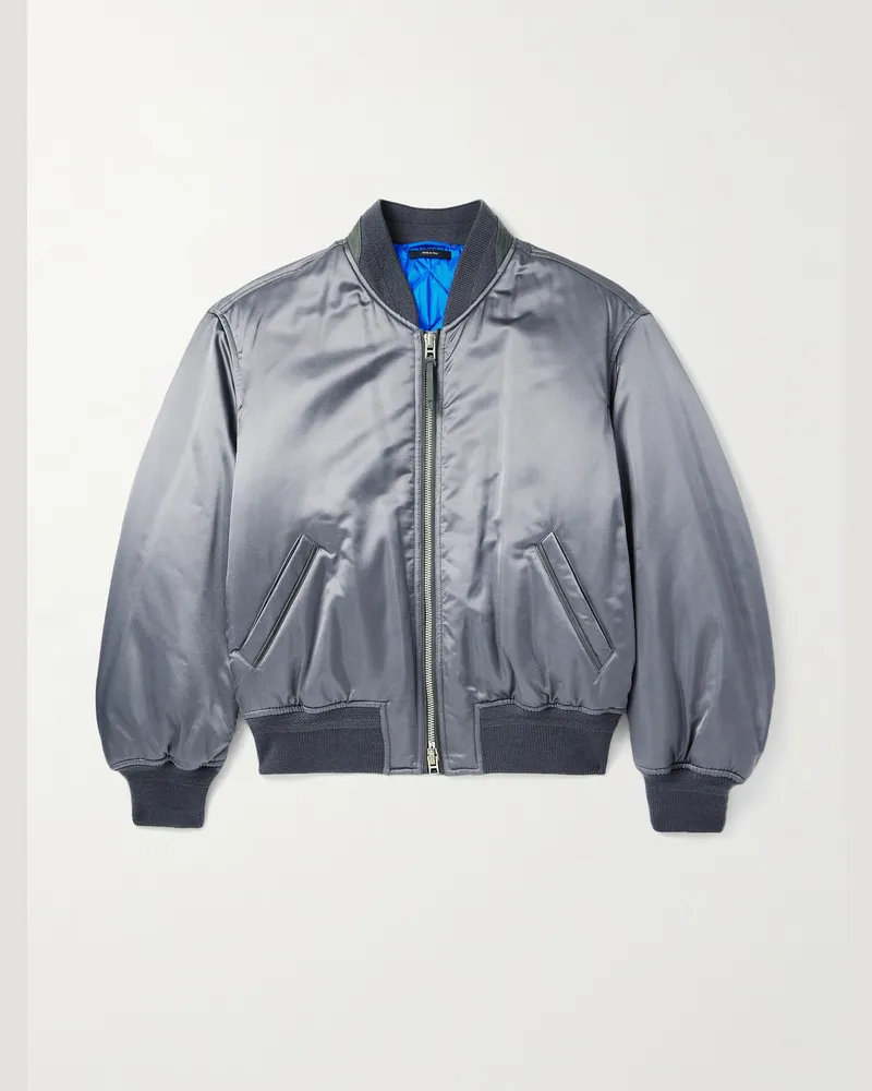 Tom Ford Wattierte Bomberjacke aus Seidensatin Silber
