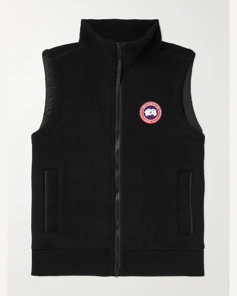Canada Goose Mersey Weste aus Fleece aus einer recycelten Wollmischung mit Logoapplikation Schwarz
