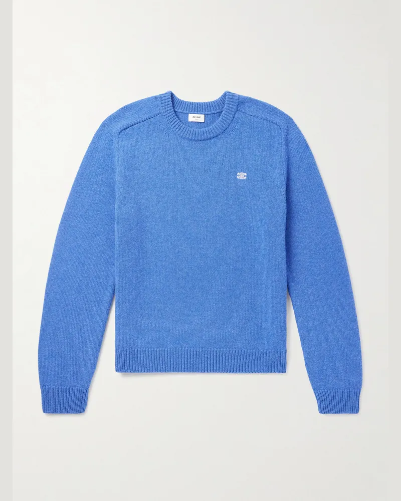 Celine Pullover aus einer Woll-Kaschmirmischung mit Logostickerei Blau