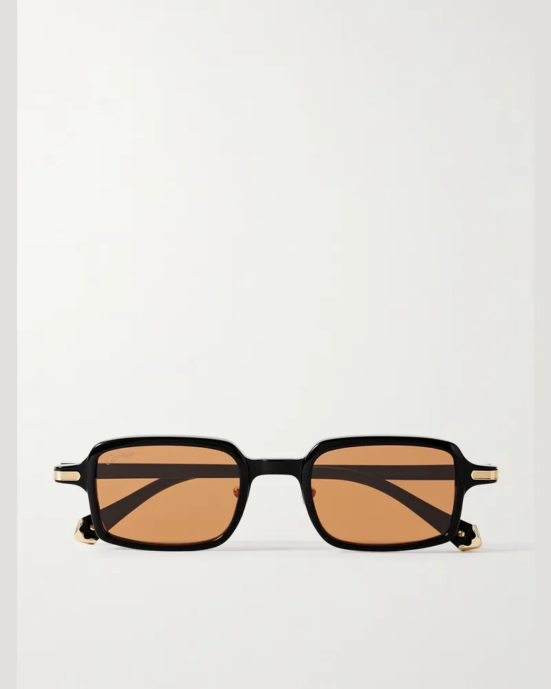 Cartier Sonnenbrille mit rechteckigem Rahmen aus Azetat Schwarz
