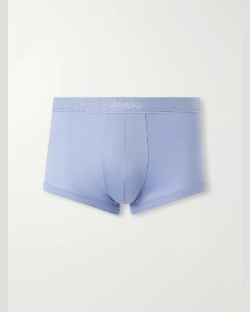 Zimmerli Sea Island Cotton Boxer Briefs Blue