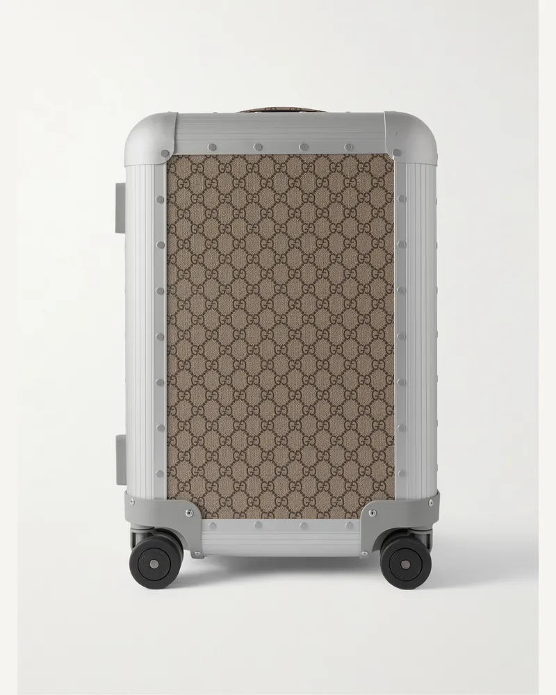 Gucci FPM Milano 53cm Monogrammed Coated-Canvas and Aluminium Suitcase Silver