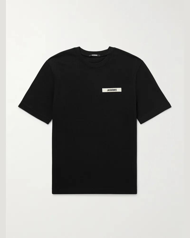 Jacquemus Logo-Appliquéd Cotton-Jersey T-Shirt Black