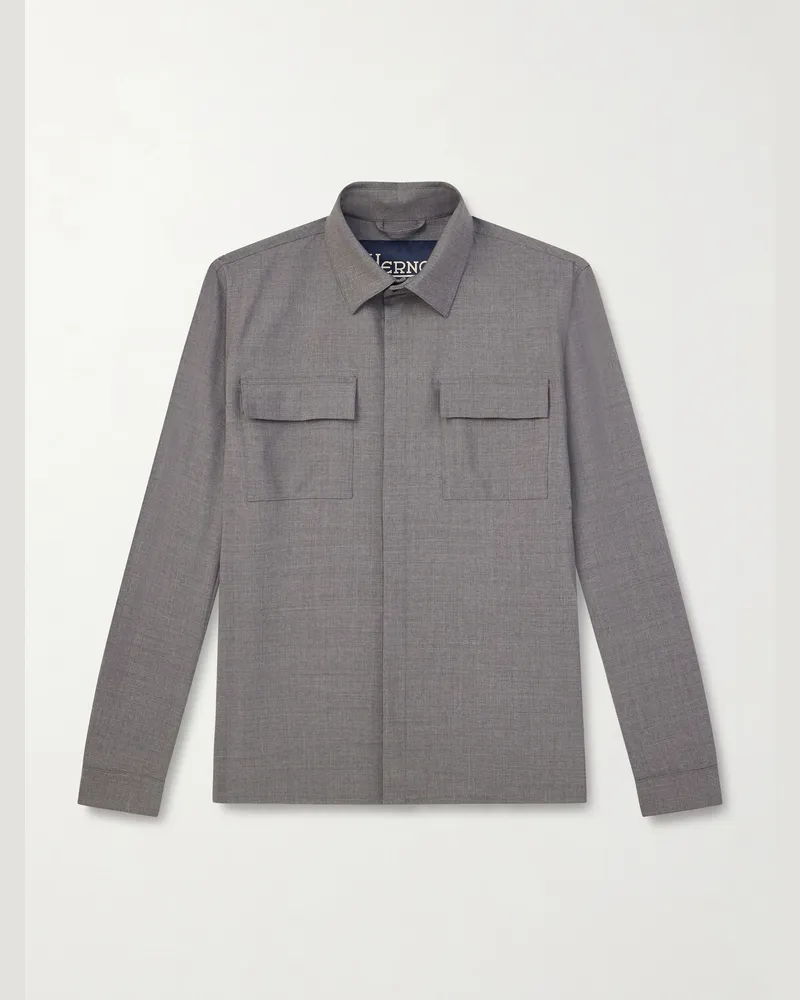 Herno Hemdjacke aus einer Wollmischung Grau