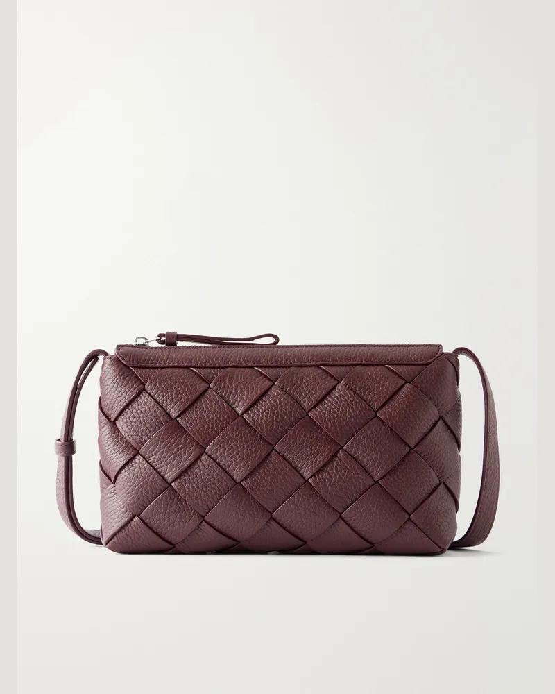 Bottega Veneta Diago Intrecciato Leather Messenger Bag Burgundy