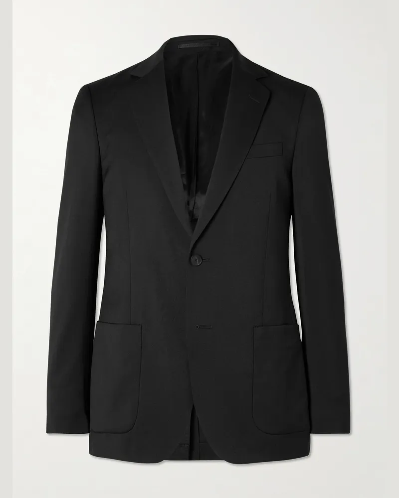 MR P. Schmal geschnittenes Sakko aus Woll-Twill Schwarz