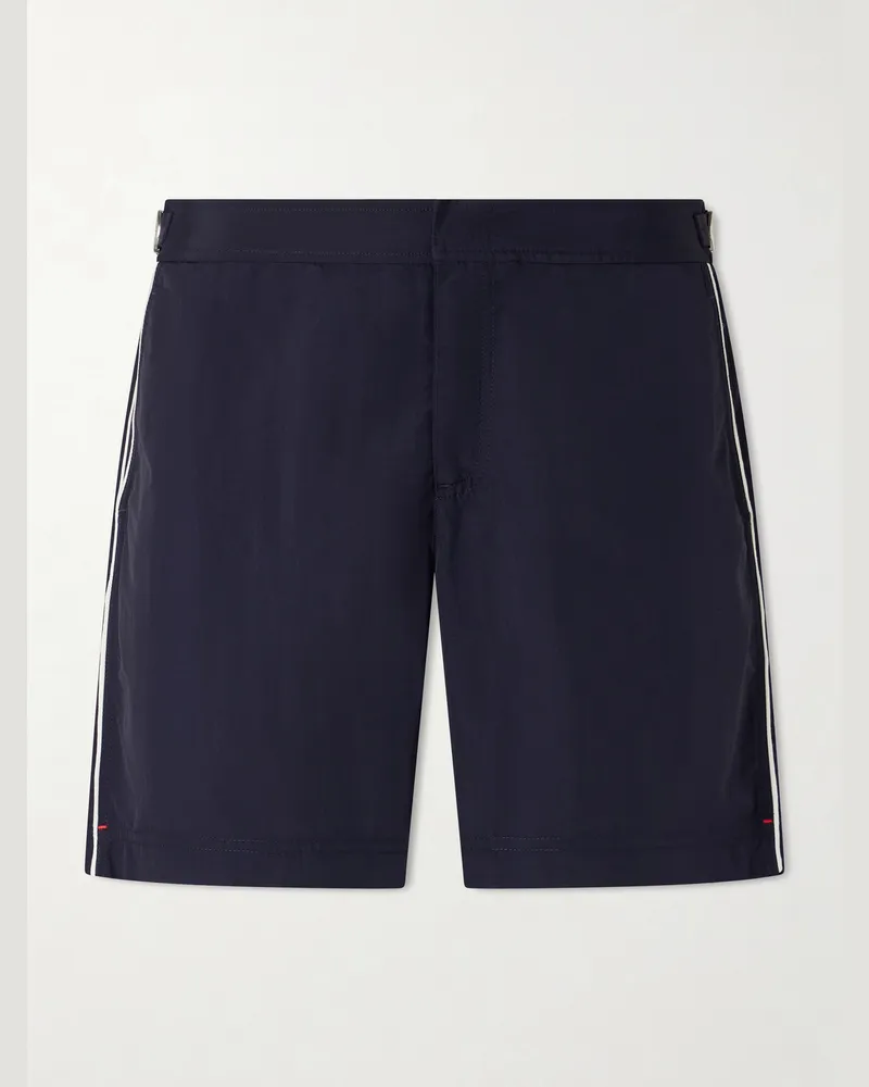 Orlebar Brown Bulldog gerade geschnittene, mittellange Badeshorts mit Paspeln Blau