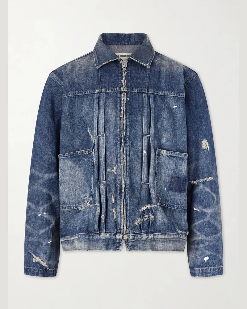 Neighborhood Distressed Denim Jacket Blue