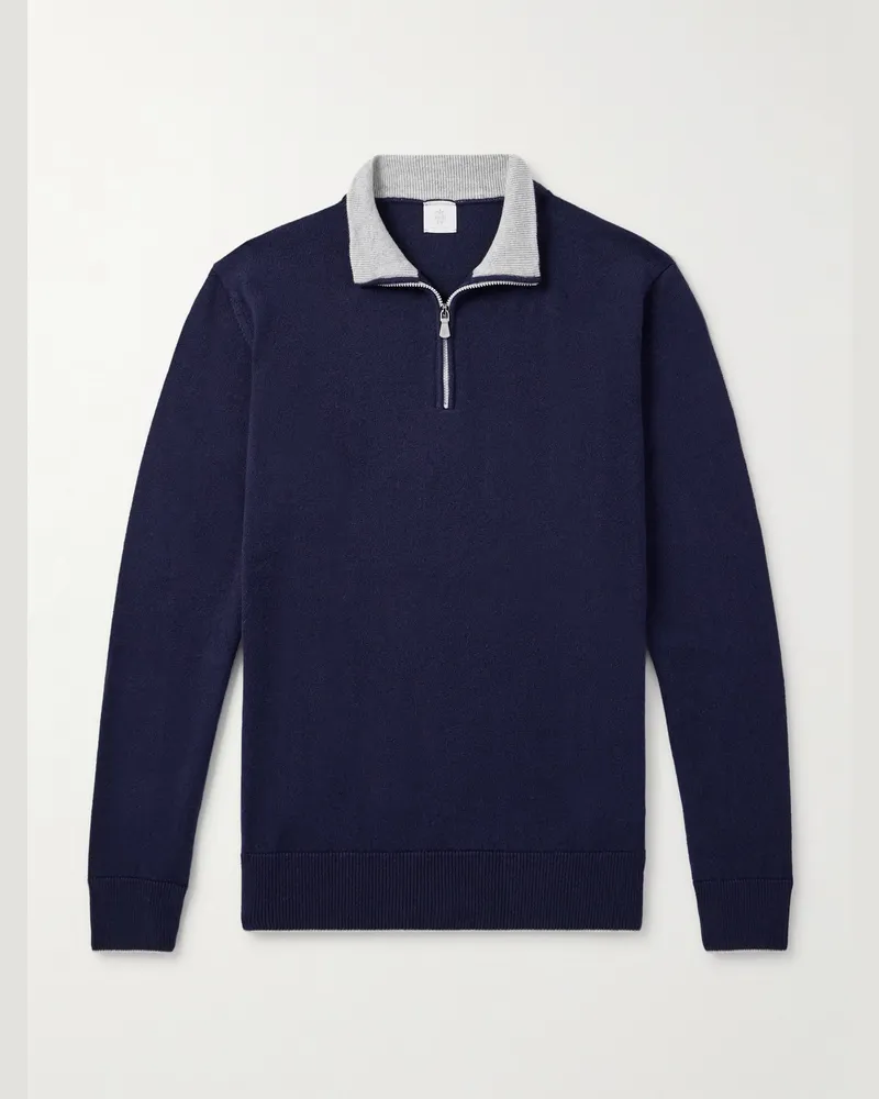 Eleventy Cashmere Half-Zip Sweater Blue