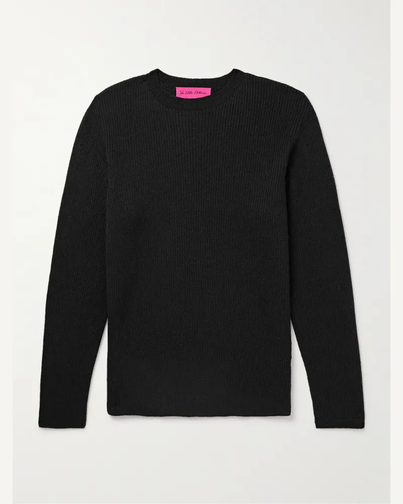 The Elder Statesman Slim-Fit Ribbed Cashmere and Silk-Blend Sweater Black