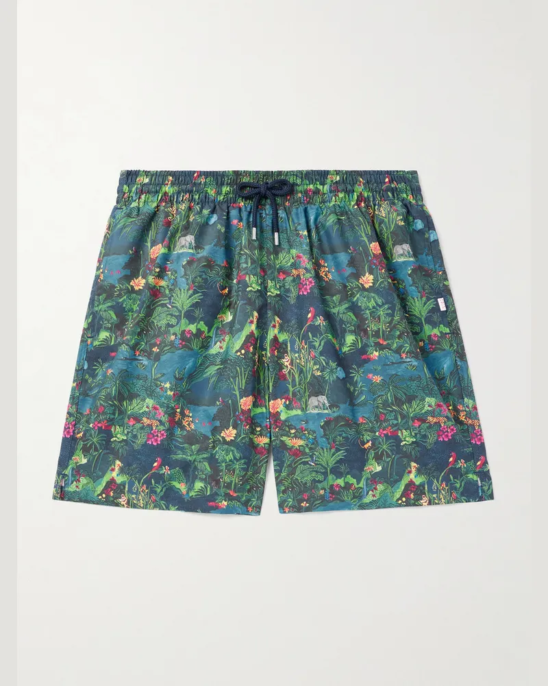 Derek Rose Maui gerade geschnittene mittellange Badeshorts mit Print Blau