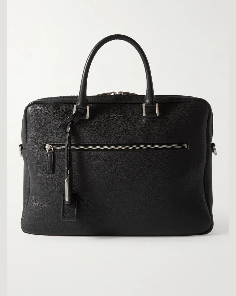 Saint Laurent Sac de Jour Aktentasche aus vollnarbigem Leder Schwarz