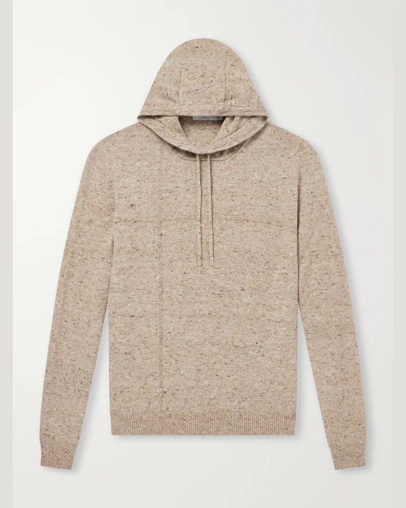 Inis Meáin Merino Wool and Cashmere-Blend Hoodie Neutrals