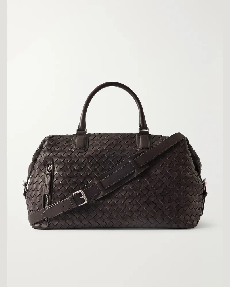 Officine Creative Italia Armor/019 Woven Leather Weekend Bag Brown