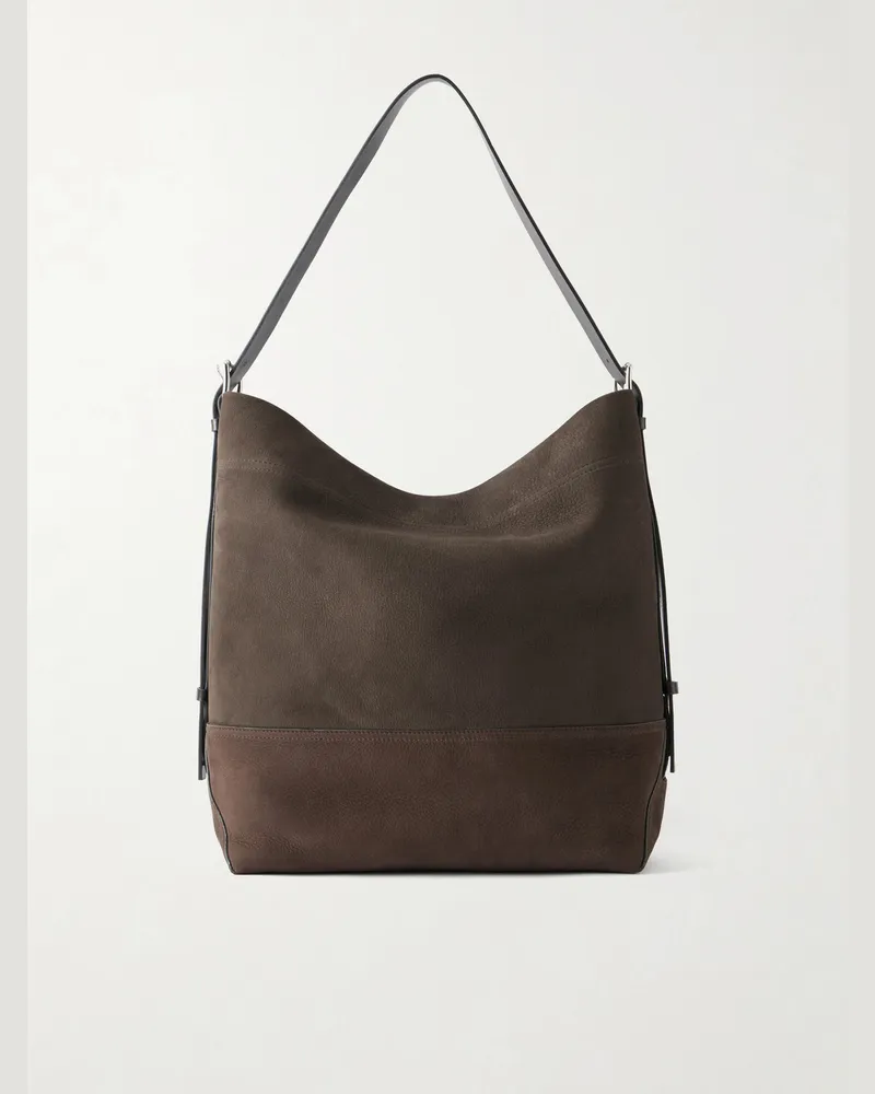 Christophe Lemaire Belted Nubuck Leather Tote Bag Brown