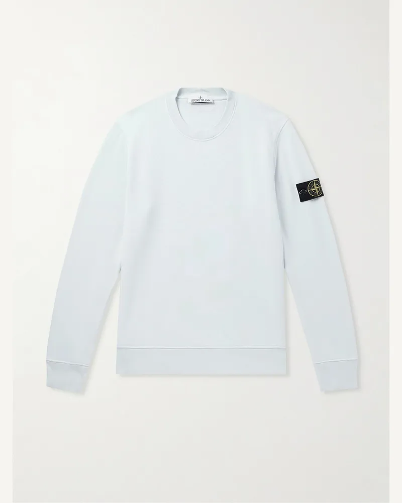 Stone Island Sweatshirt aus Baumwoll-Jersey mit Logodetail in Stückfärbung Blau
