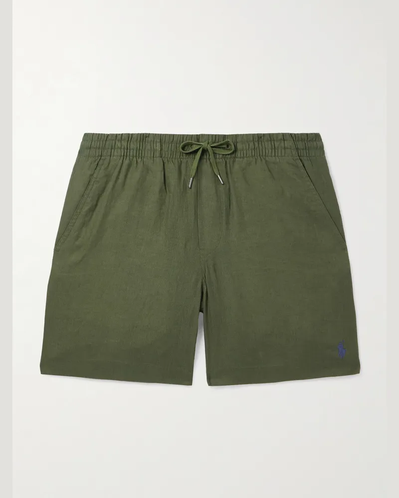 Ralph Lauren Prepster schmal und gerade geschnittene Shorts aus Leinen mit Kordelzugbund Grün