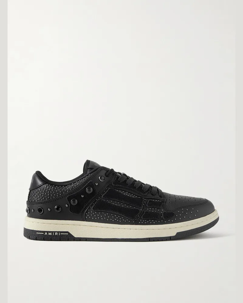 Amiri Skel-Top Sneakers aus Leder und Veloursleder mit Applikationen und Verzierungen Schwarz