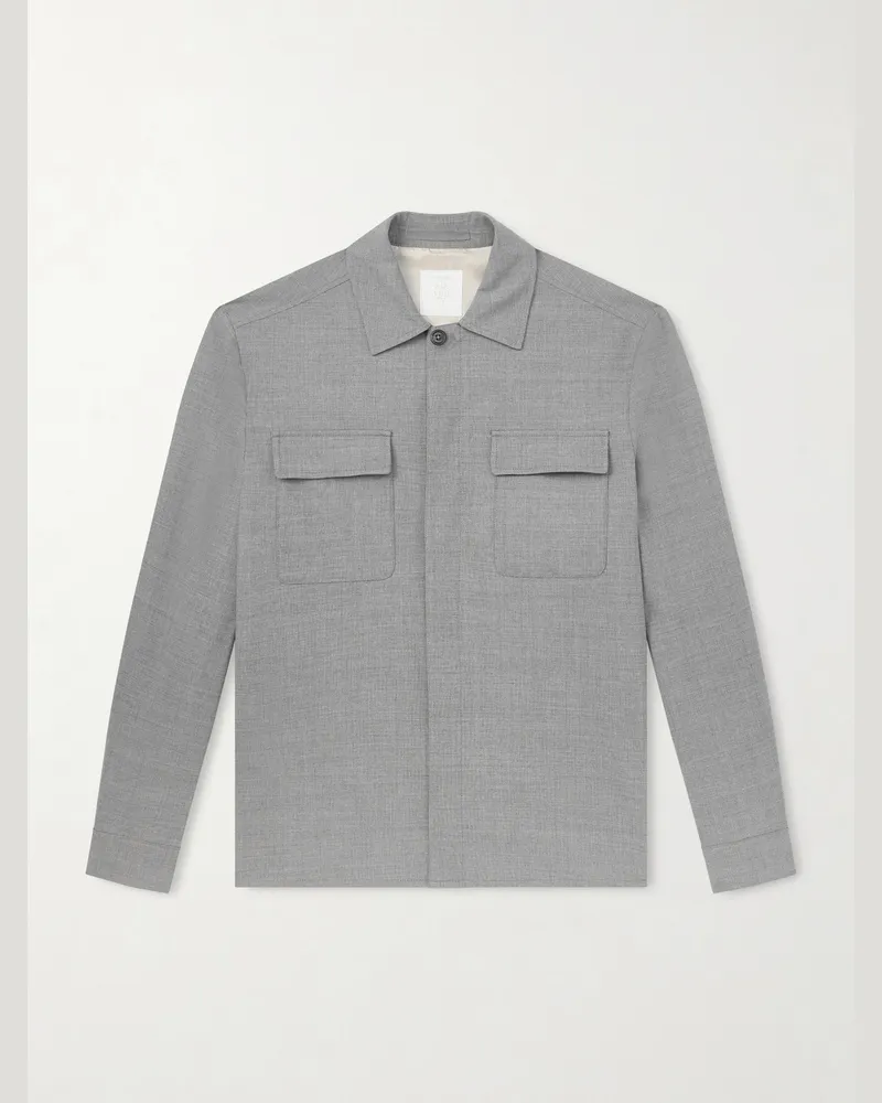 Eleventy Hemdjacke aus Flanell aus einer Wollmischung Grau
