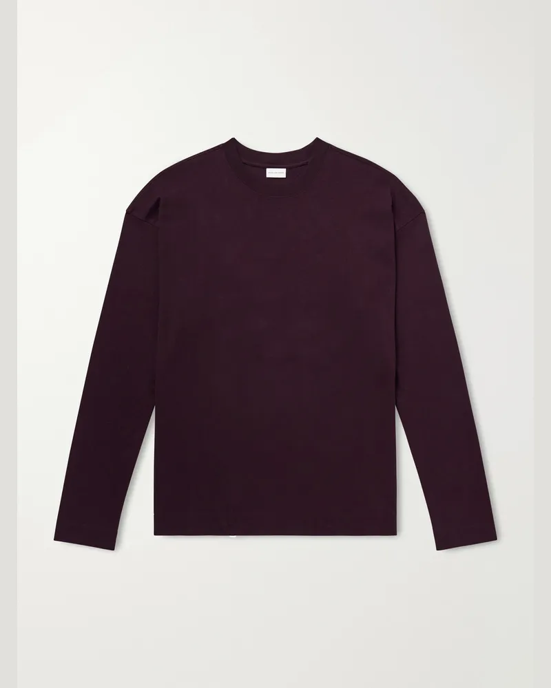 Dries van Noten Hegland Cotton-Jersey T-Shirt Burgundy