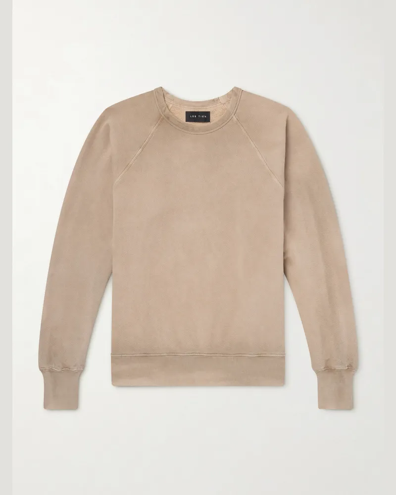 LES TIEN Garment-Dyed Cotton-Jersey Sweatshirt Neutrals