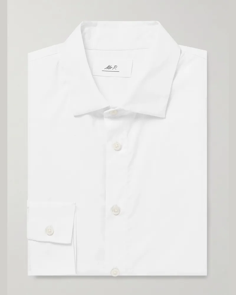 MR P. Cutaway-Collar Cotton-Poplin Shirt White