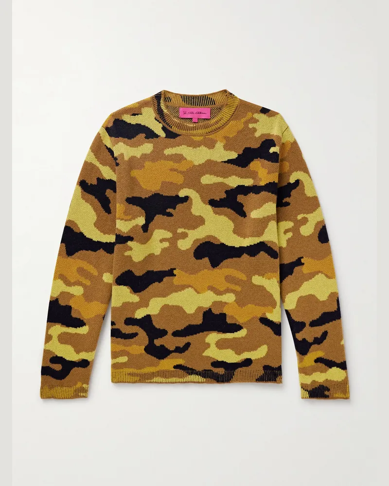 The Elder Statesman Pullover aus Kaschmir-Jacquard-Strick mit Camouflage-Muster Braun