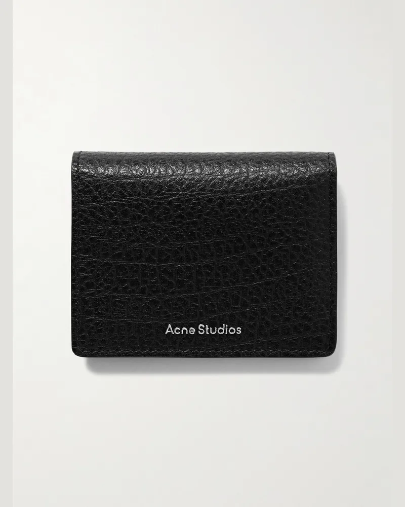 Acne Studios Aufklappbares Kartenetui aus vollnarbigem Leder Schwarz