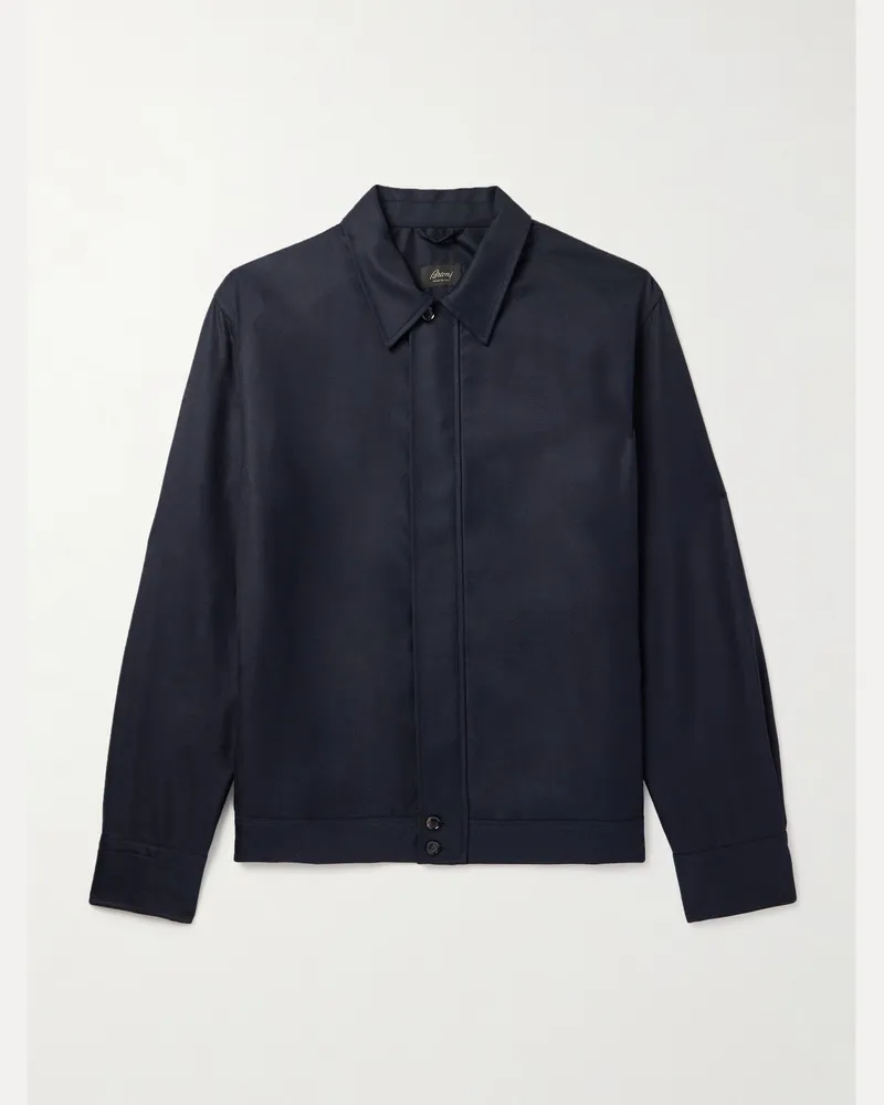Brioni Hemdjacke aus Twill aus einer Woll-Kaschmirmischung Blau